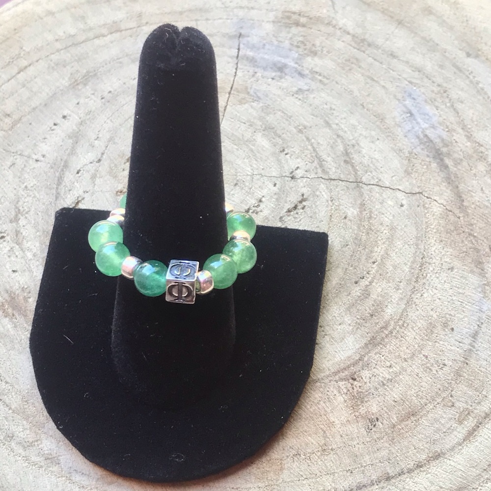 Green aventurine w/ SS symbol charm